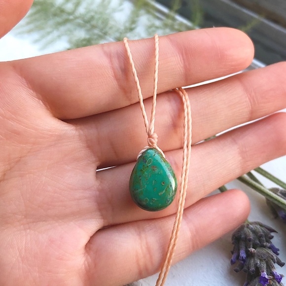 Picasso Czech Glass Teardrop (Peach) Necklace/Choker - Picture 4 of 4